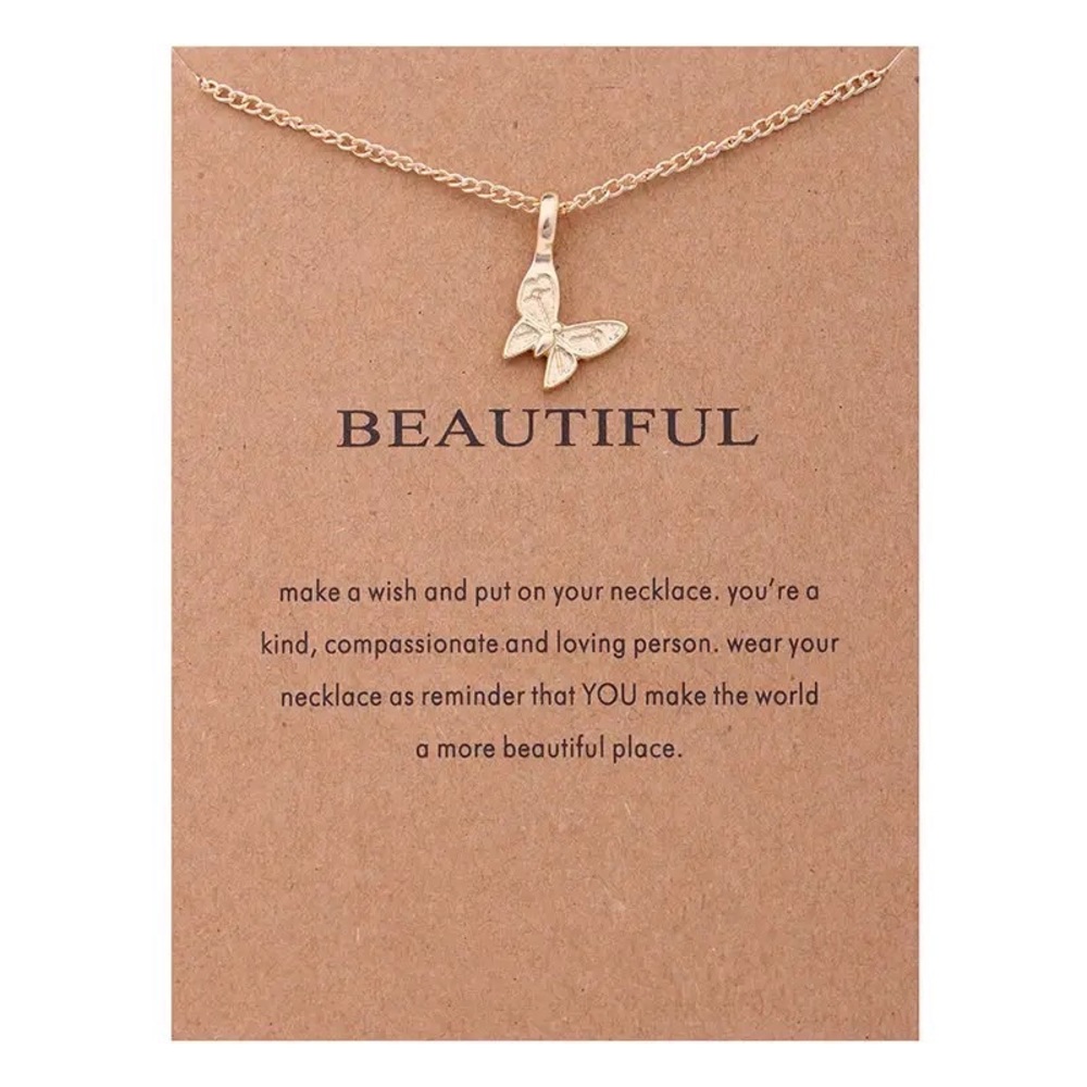 Gold Butterfly Necklace & card multiple sclerosis advocate/ Cruel Summer Jewelry